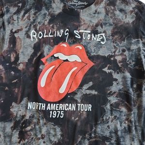 Rolling Stones North American Tour 1975 Dark Tie Dye Short Sleeve Tee Shirt  XL